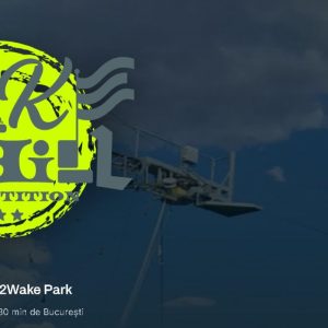 Banner for Wake Chill Competition with neon yellow logo, announcing 24–26 iulie 2026 at A2Wake Park near București.